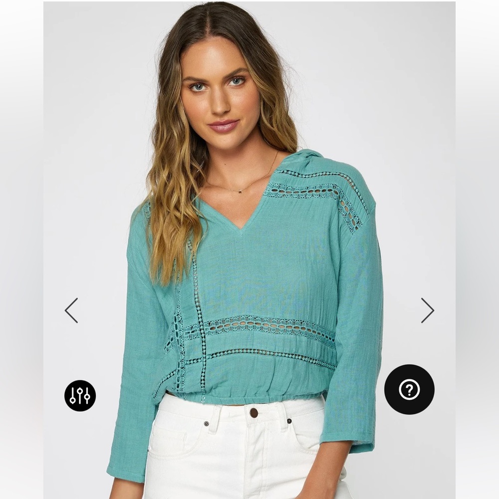 O’Neill Renata Top/Woven Hoodie - Teal